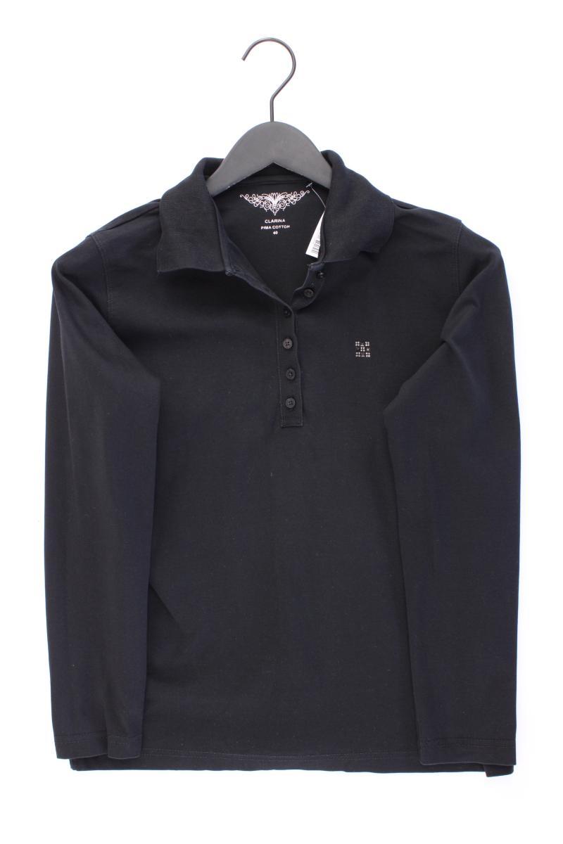 CLARINA Poloshirt Gr. 40 Langarm schwarz aus Baumwolle