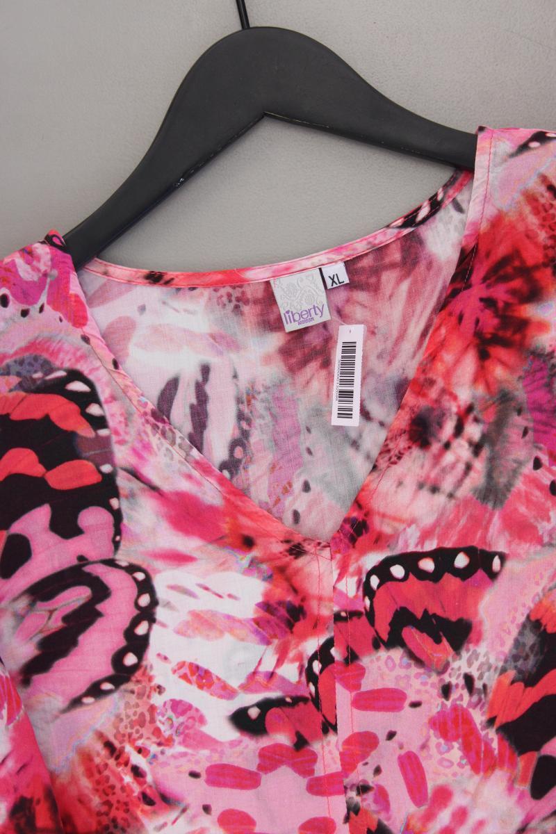 Liberty Bluse mit Schmetterlingsmuster Gr. XL neuwertig Kurzarm pink aus Viskose