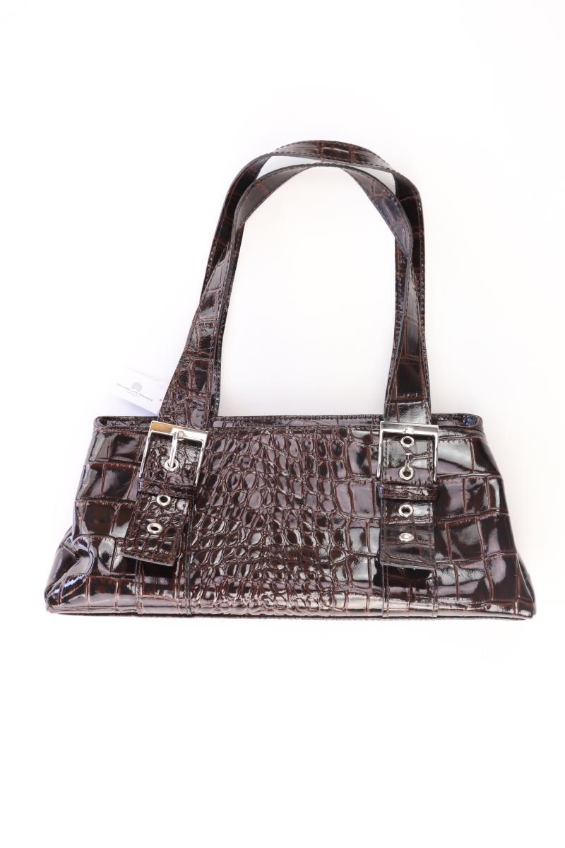 Henkeltasche mit Tierdruck braun aus Leder