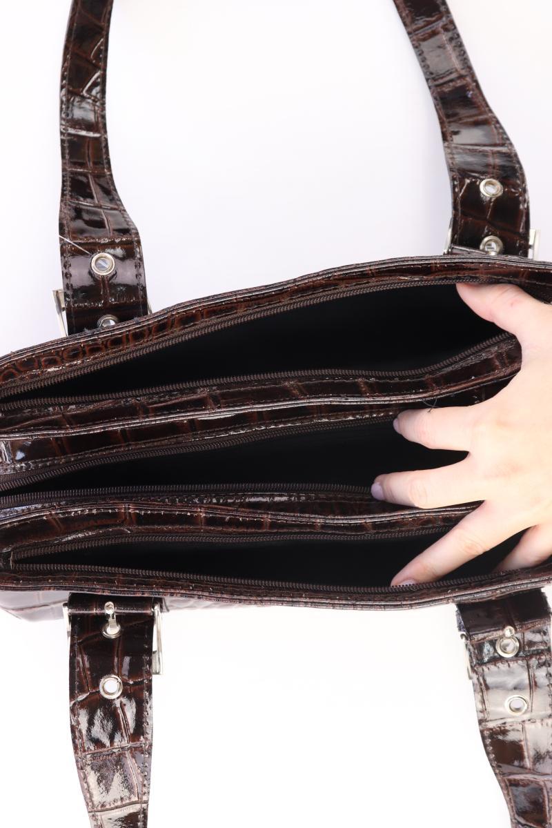 Henkeltasche mit Tierdruck braun aus Leder