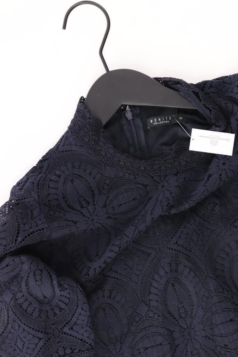 Mohito Shirt mit Spitze Gr. XS Kurzarm blau aus Polyester