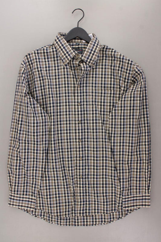 Luciano Hemd für Herren Gr. Hemdgröße 43/44 kariert Langarm braun aus Polyester