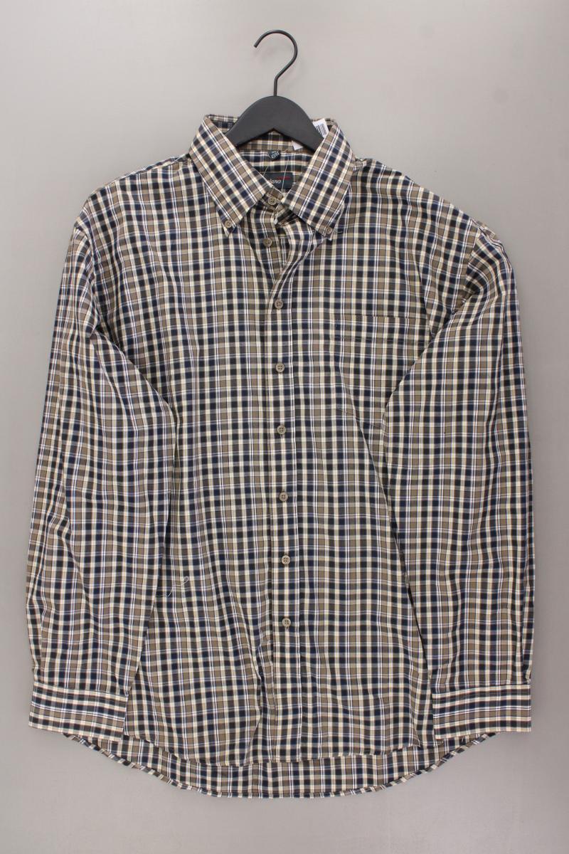 Luciano Hemd für Herren Gr. Hemdgröße 43/44 kariert Langarm braun aus Polyester