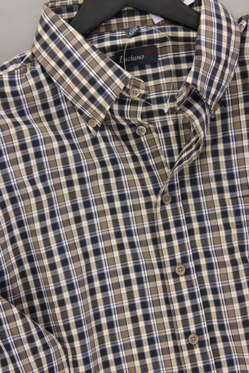 Luciano Hemd für Herren Gr. Hemdgröße 43/44 kariert Langarm braun aus Polyester