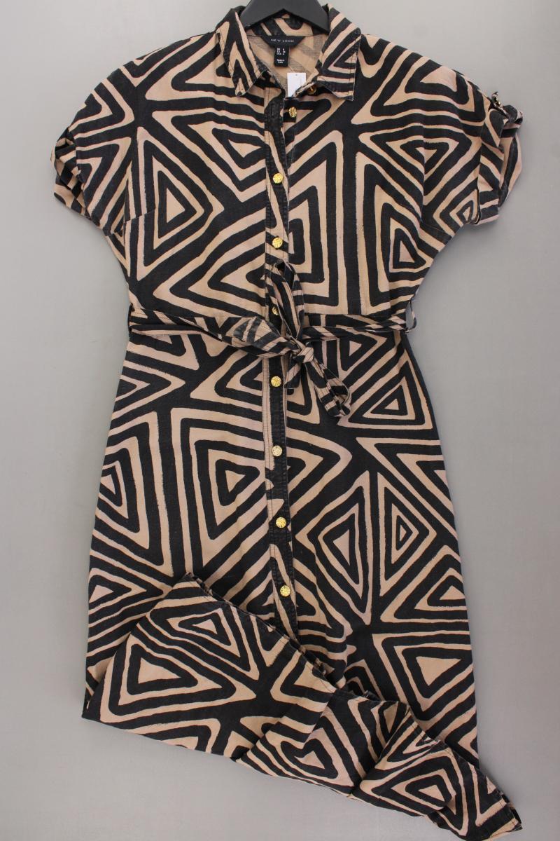 New Look Kurzarmkleid Gr. 36 geometrisches Muster mit Gürtel braun