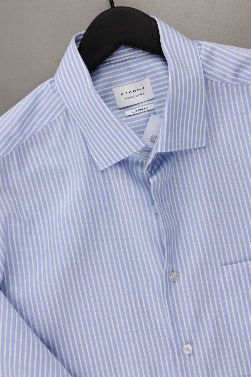 Eterna Kurzarmhemd für Herren Gr. Hemdgröße 43 gestreift neuwertig blau