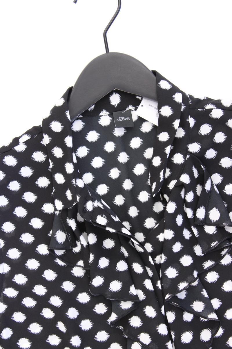 s.Oliver Rüschenbluse Gr. 40 gepunktet Ärmellos schwarz aus Polyester