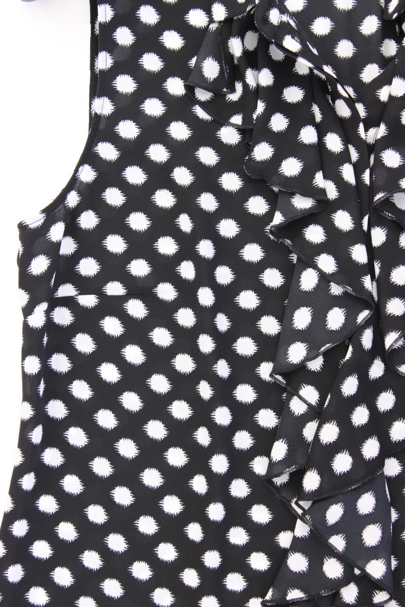 s.Oliver Rüschenbluse Gr. 40 gepunktet Ärmellos schwarz aus Polyester