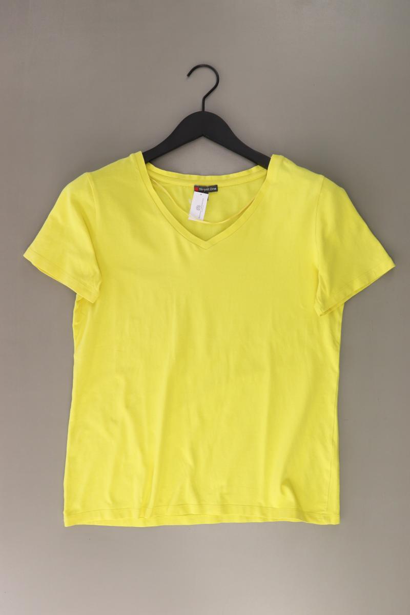 Street One Shirt mit V-Ausschnitt Gr. 42 Kurzarm gelb aus Baumwolle