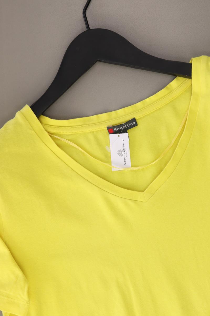 Street One Shirt mit V-Ausschnitt Gr. 42 Kurzarm gelb aus Baumwolle