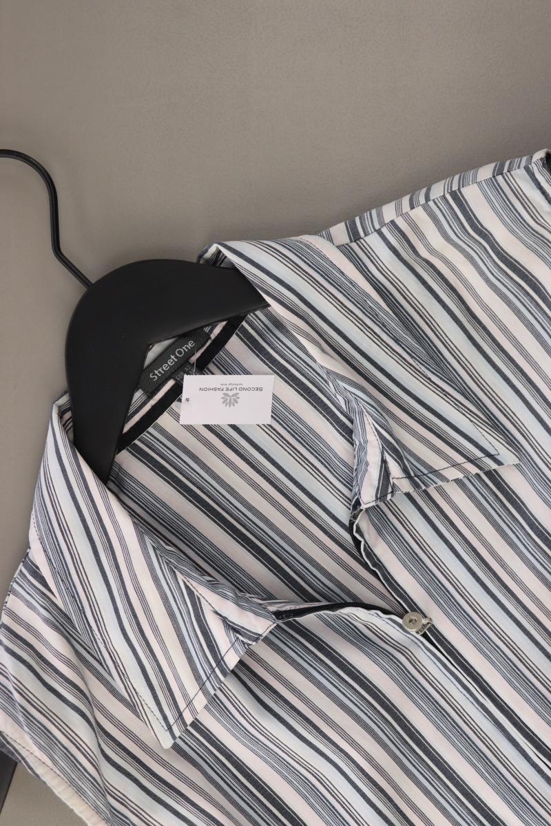 Street One Ärmellose Bluse Gr. 42 gestreift Vintage blau aus Baumwolle