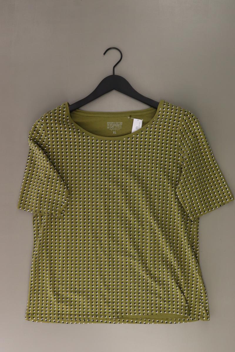 Esprit Printshirt Gr. XL gepunktet Kurzarm grün aus Baumwolle