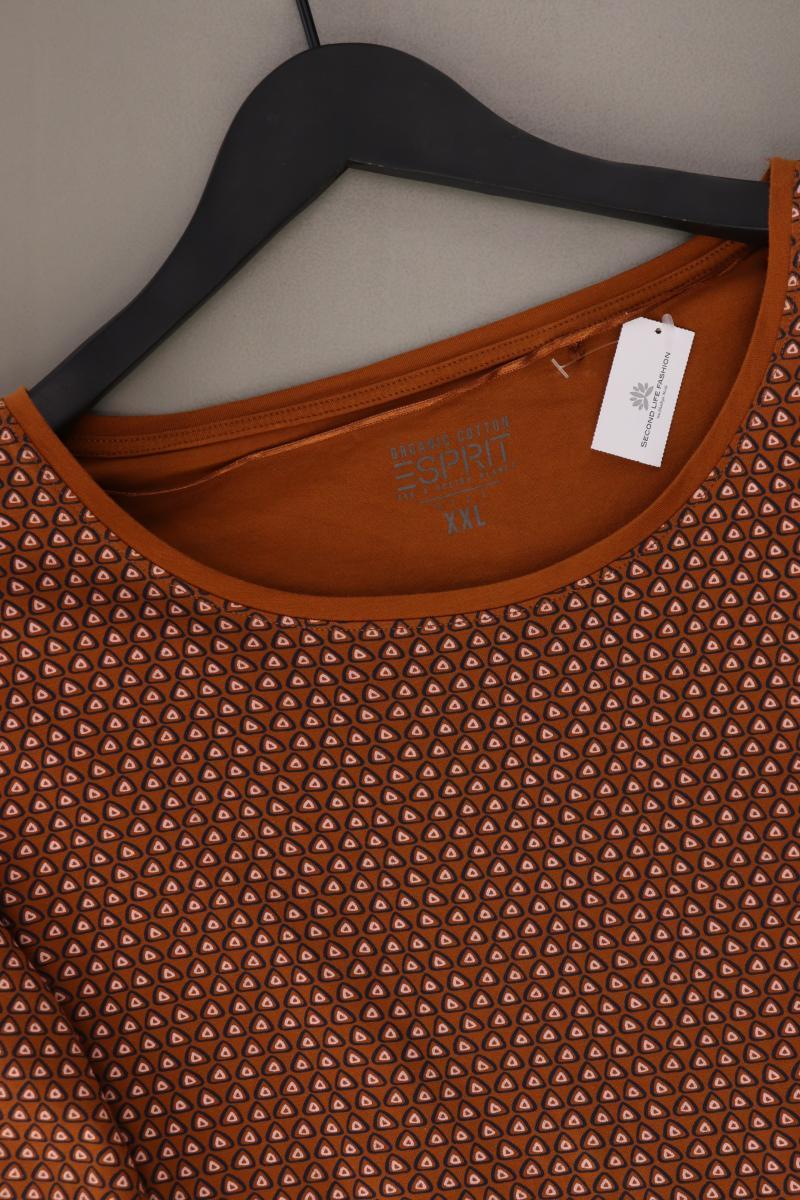 Esprit Printshirt Gr. XXL geometrisches Muster Kurzarm braun aus Baumwolle