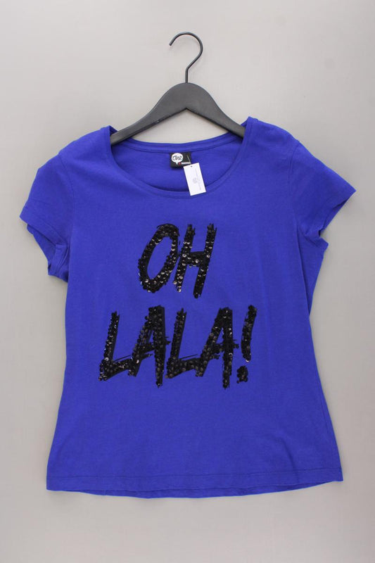 Street One T-Shirt Gr. 38 Kurzarm mit Pailletten blau