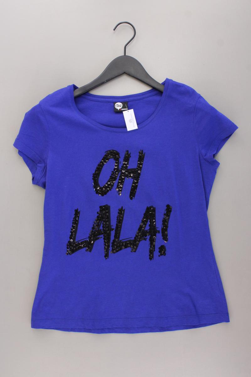 Street One T-Shirt Gr. 38 Kurzarm mit Pailletten blau