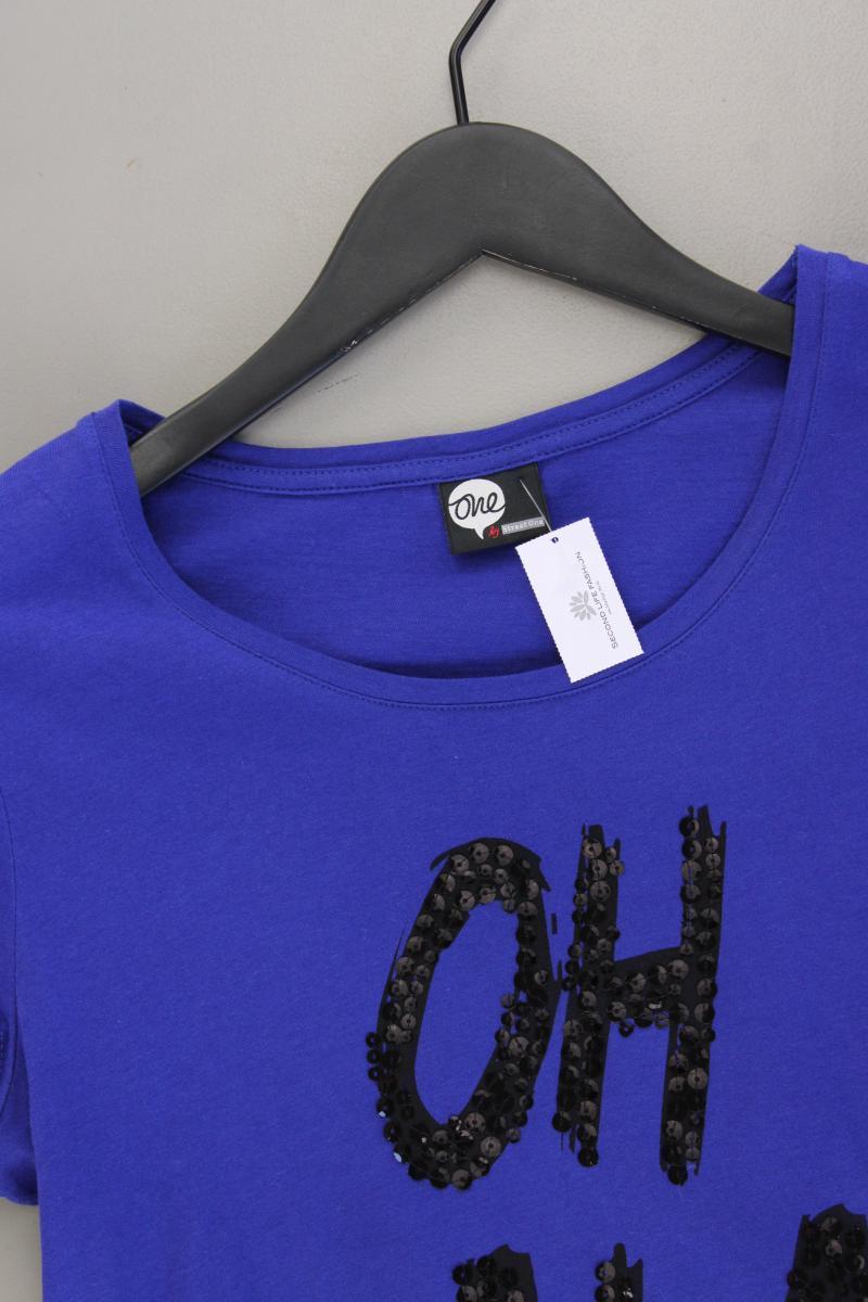 Street One T-Shirt Gr. 38 Kurzarm mit Pailletten blau