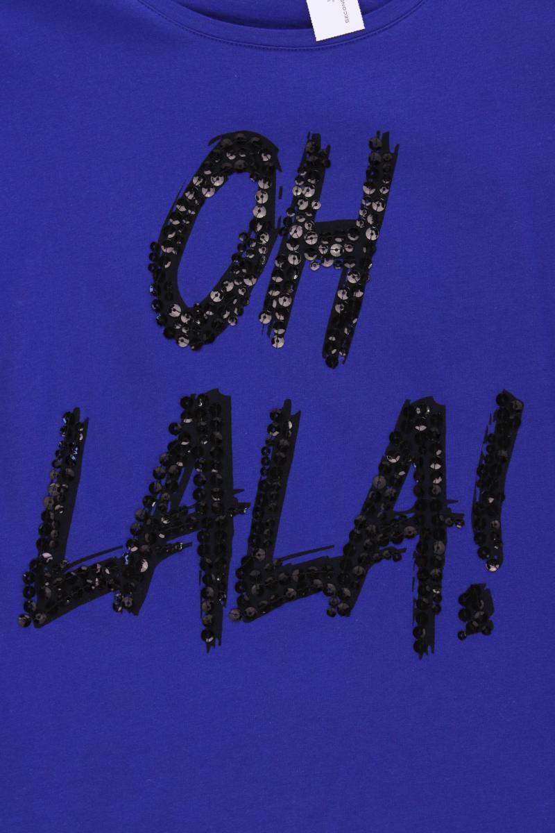 Street One T-Shirt Gr. 38 Kurzarm mit Pailletten blau