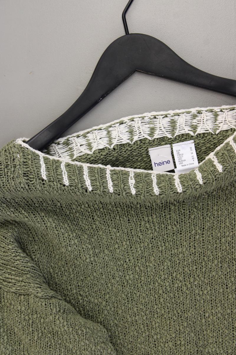 Heine Grobstrickpullover Gr. 36 olivgrün aus Baumwolle