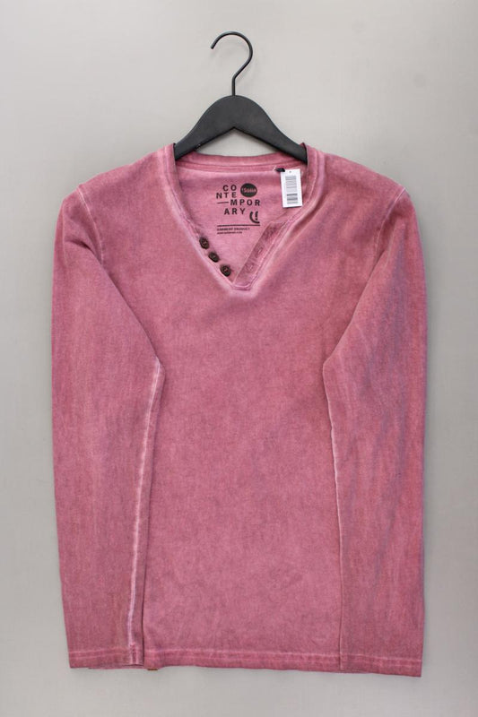 !Solid Shirt mit V-Ausschnitt für Herren Gr. S Langarm rot aus Baumwolle