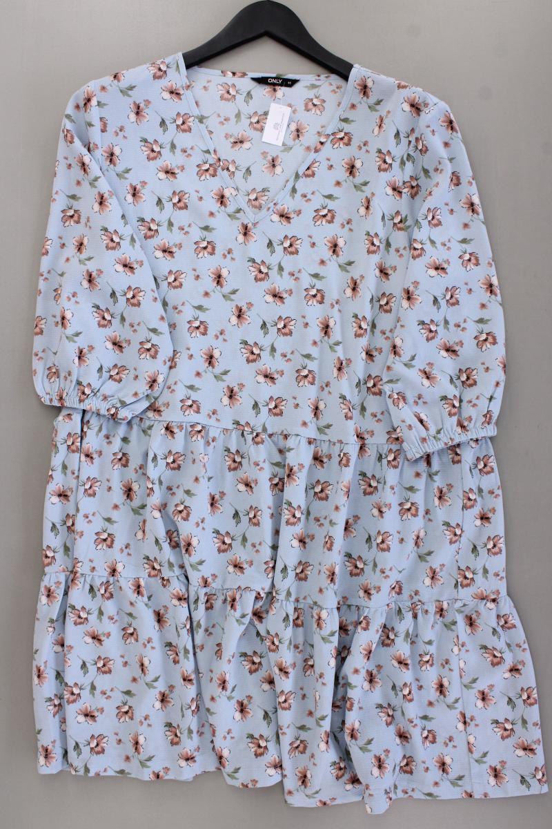 Only Sommerkleid Gr. 40 mit Blumenmuster 3/4 Ärmel blau aus Polyester