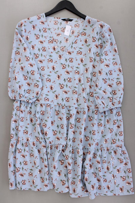 Only Sommerkleid Gr. 40 mit Blumenmuster 3/4 Ärmel blau aus Polyester