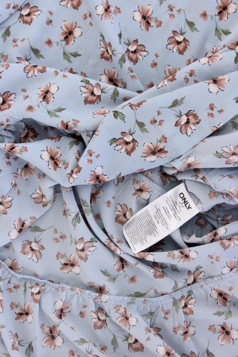 Only Sommerkleid Gr. 40 mit Blumenmuster 3/4 Ärmel blau aus Polyester