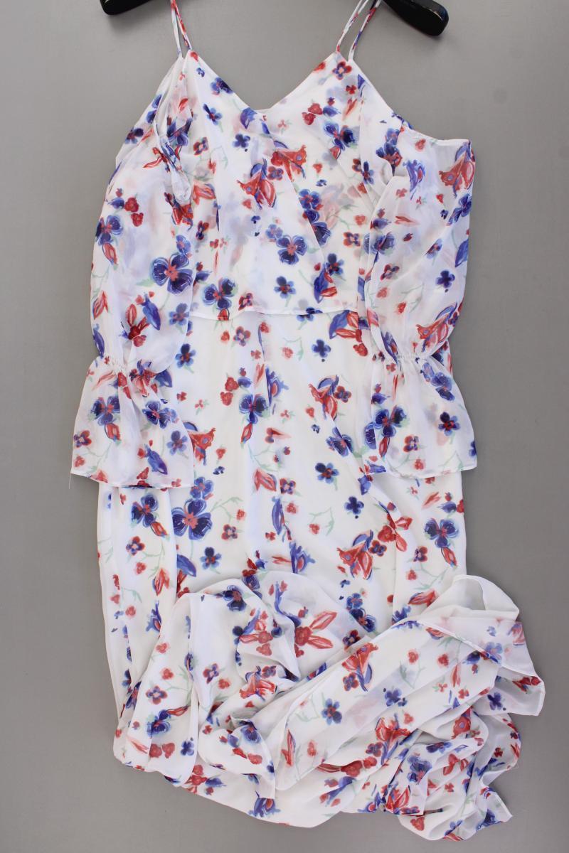 Mango Chiffonkleid Gr. L mit Blumenmuster 3/4 Ärmel mehrfarbig aus Polyester