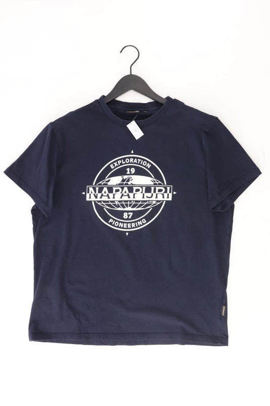 Napapijri Printshirt für Herren Gr. XXL Kurzarm blau aus Baumwolle