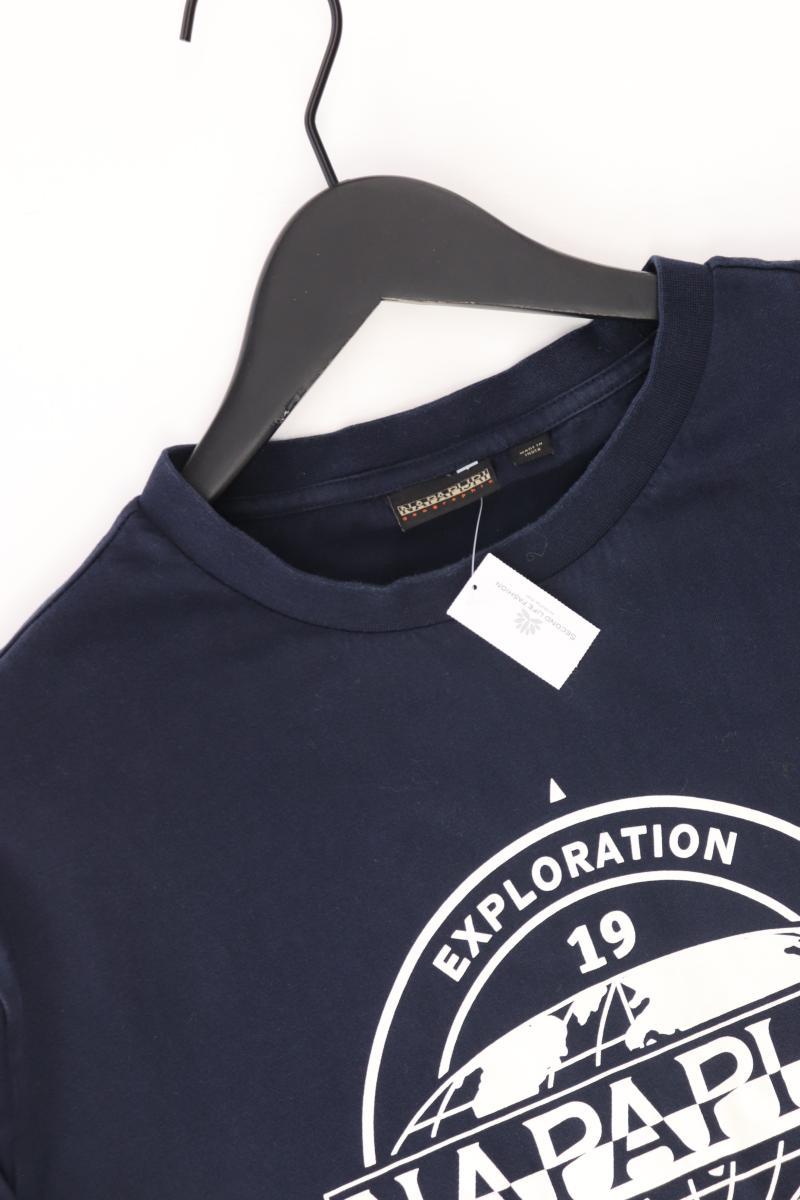Napapijri Printshirt für Herren Gr. XXL Kurzarm blau aus Baumwolle