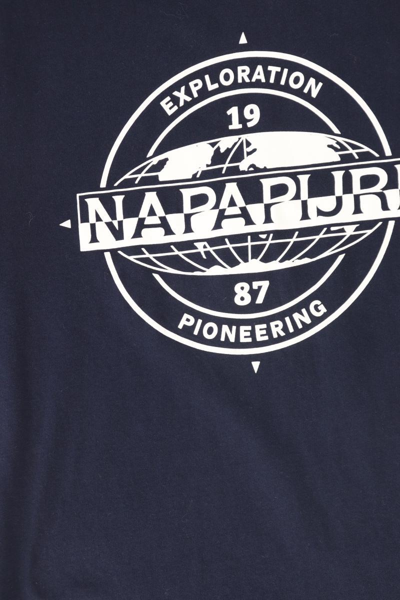 Napapijri Printshirt für Herren Gr. XXL Kurzarm blau aus Baumwolle