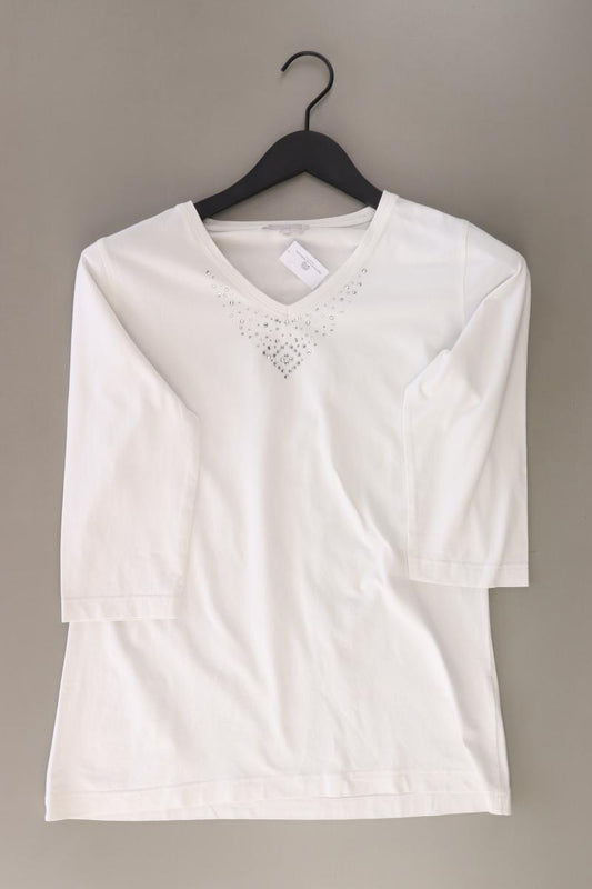Marco Pecci Shirt mit V-Ausschnitt Gr. 40 3/4 Ärmel weiß aus Baumwolle