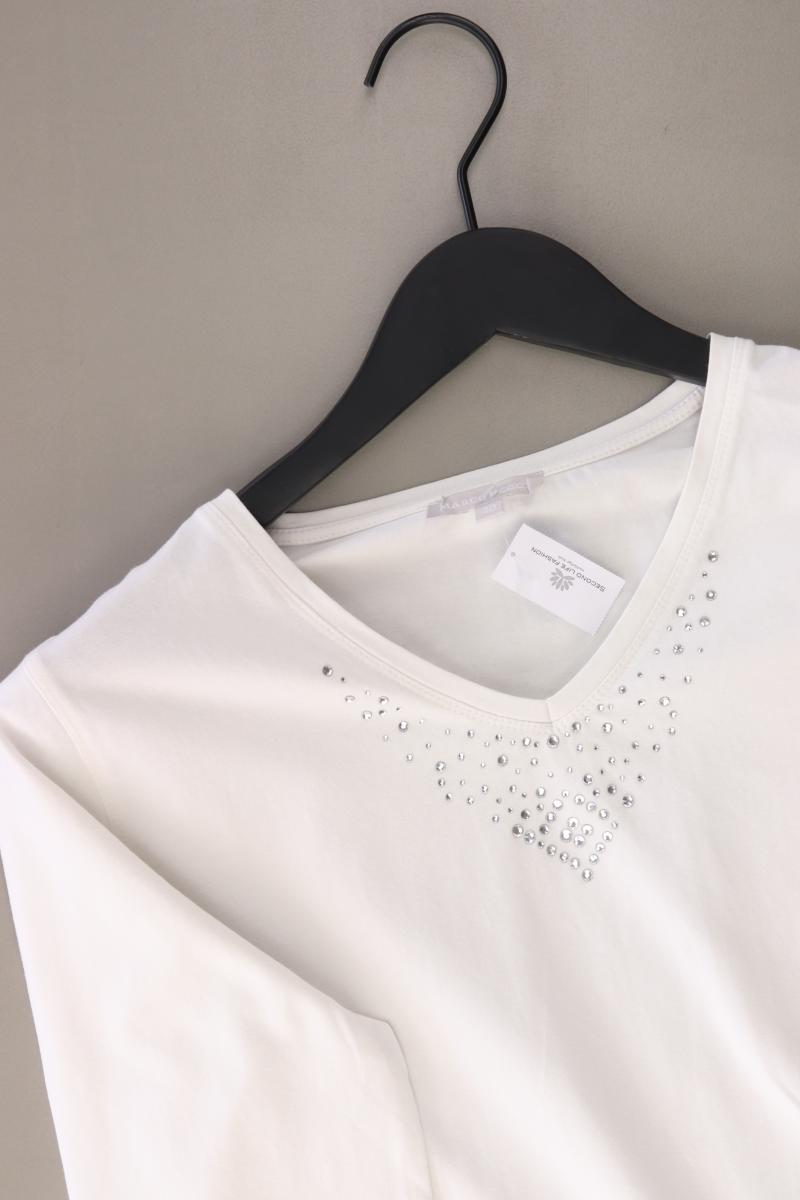Marco Pecci Shirt mit V-Ausschnitt Gr. 40 3/4 Ärmel weiß aus Baumwolle