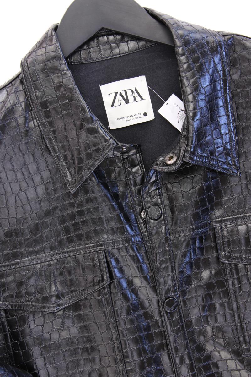 Zara Hemdjacke Lederoptik Gr. XXL schwarz aus Viskose