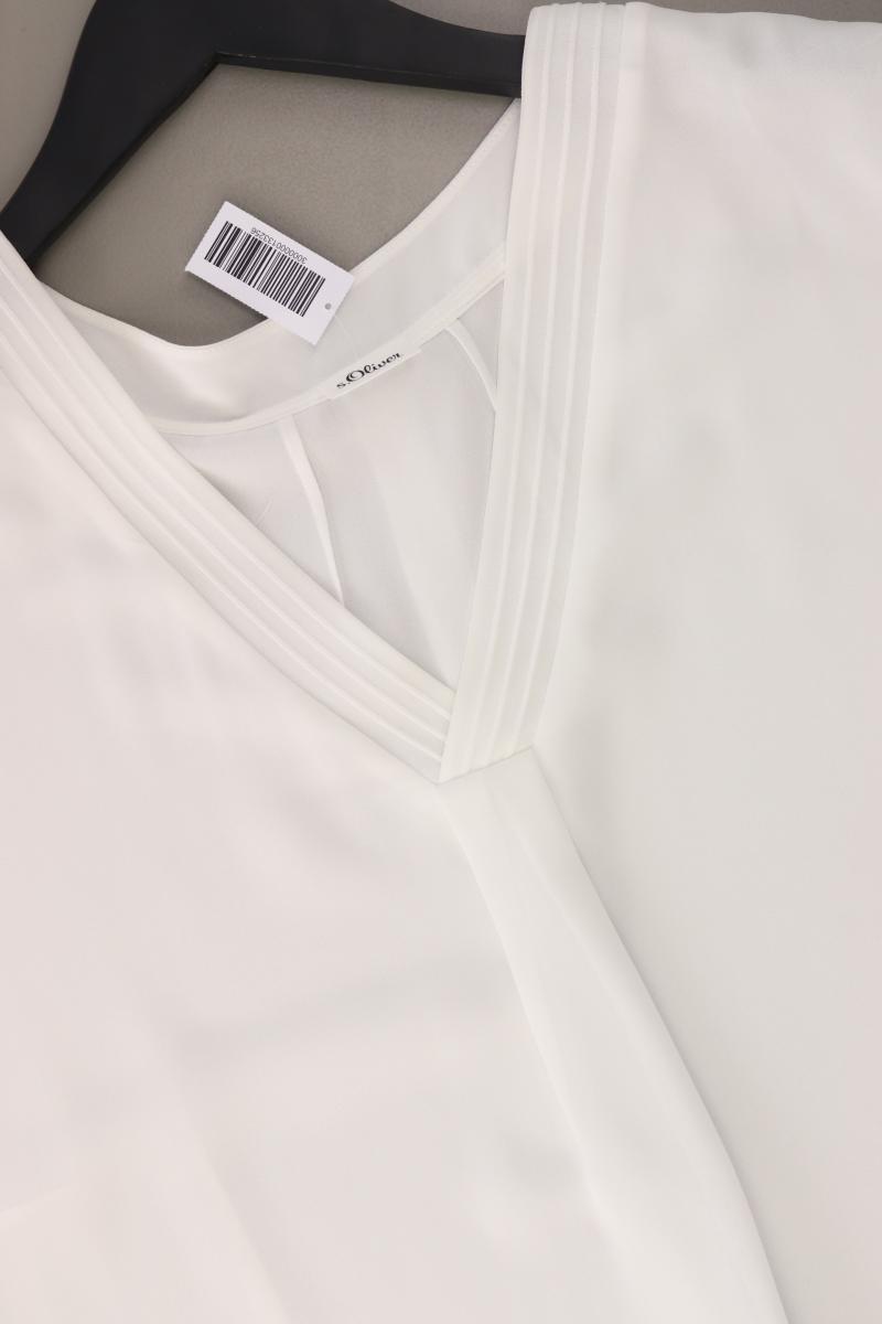 s.Oliver Chiffonbluse Gr. 46 neuwertig Kurzarm weiß aus Polyester