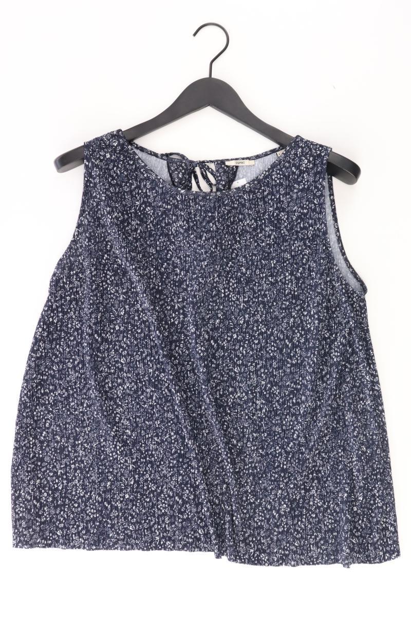 Esprit Ärmellose Bluse Gr. XXL mit Blumenmuster neuwertig blau aus Polyester