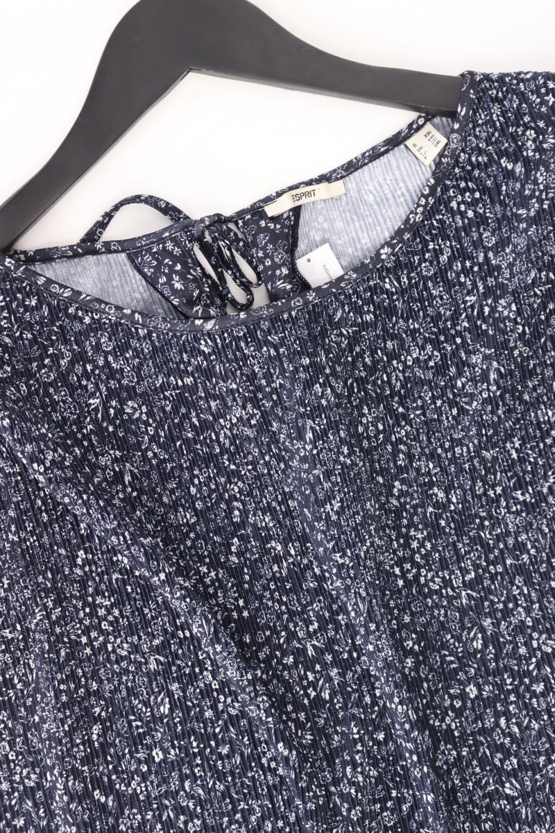 Esprit Ärmellose Bluse Gr. XXL mit Blumenmuster neuwertig blau aus Polyester