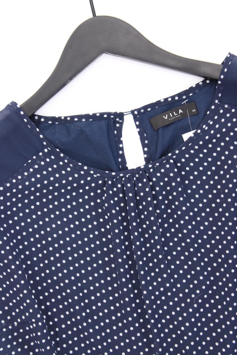 Vila Kurzarmkleid Gr. XS gepunktet mit Gürtel blau aus Polyester