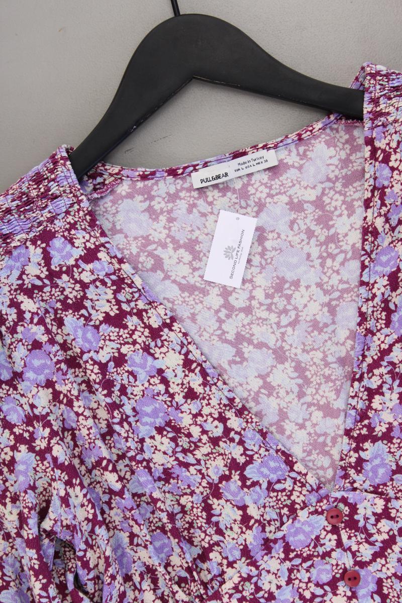 Pull&Bear Langarmkleid Gr. L mit Blumenmuster lila