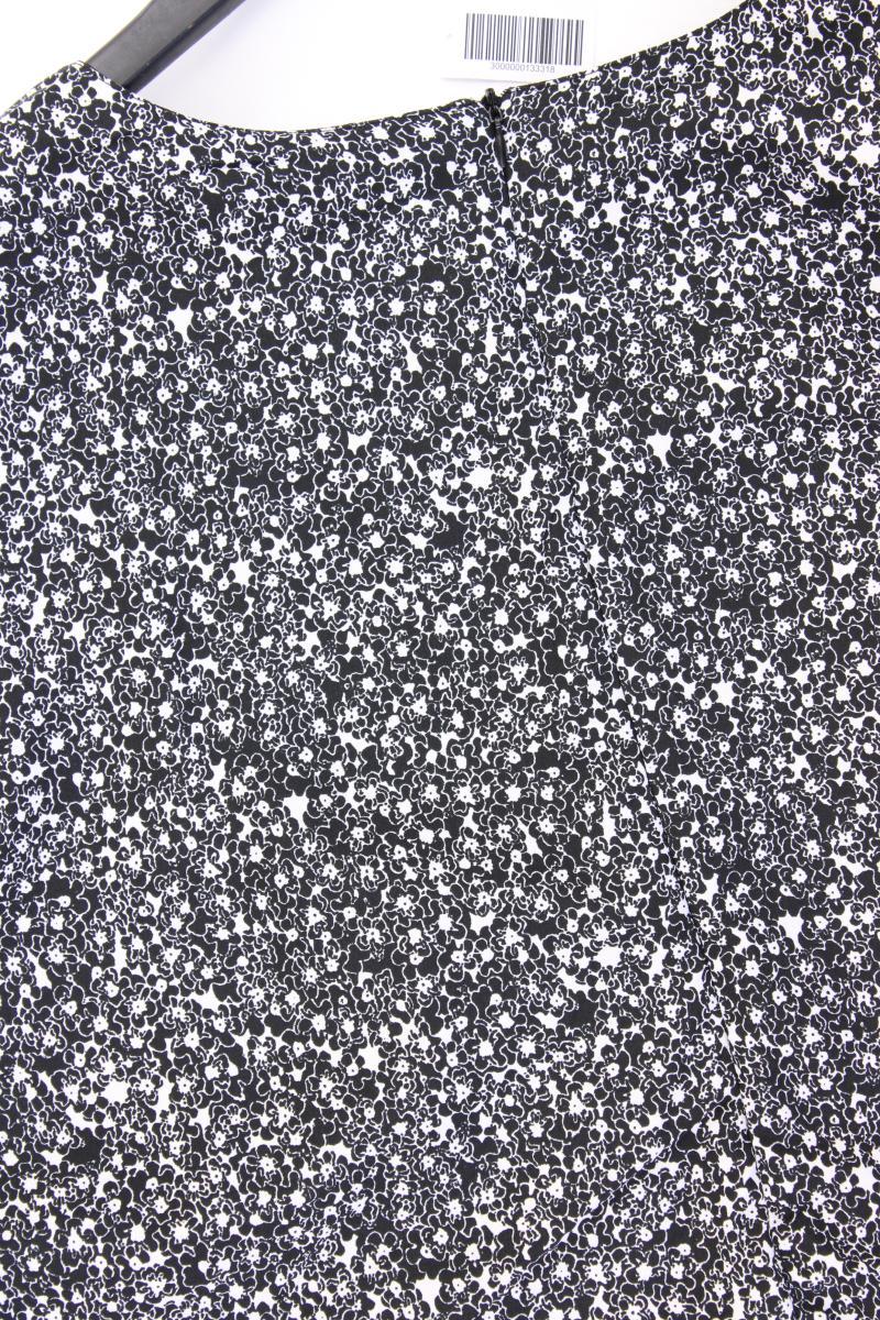 Kurzarmkleid Gr. 50 mit Blumenmuster schwarz aus Polyester