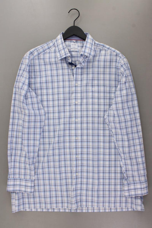 Olymp Karohemd für Herren Gr. Hemdgröße 44 kariert Langarm blau aus Baumwolle