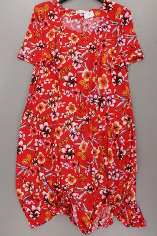 Couture Line Kurzarmkleid Gr. 50 mit Blumenmuster neuwertig rot aus Polyester