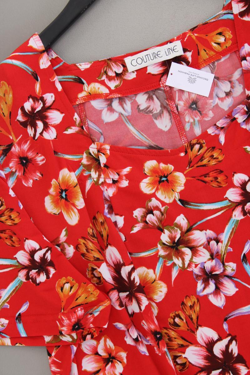 Couture Line Kurzarmkleid Gr. 50 mit Blumenmuster neuwertig rot aus Polyester