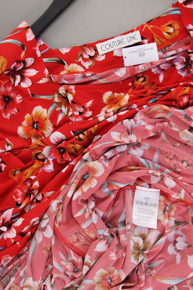 Couture Line Kurzarmkleid Gr. 50 mit Blumenmuster neuwertig rot aus Polyester
