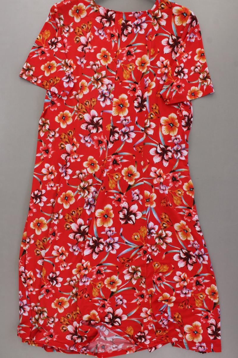 Couture Line Kurzarmkleid Gr. 50 mit Blumenmuster neuwertig rot aus Polyester
