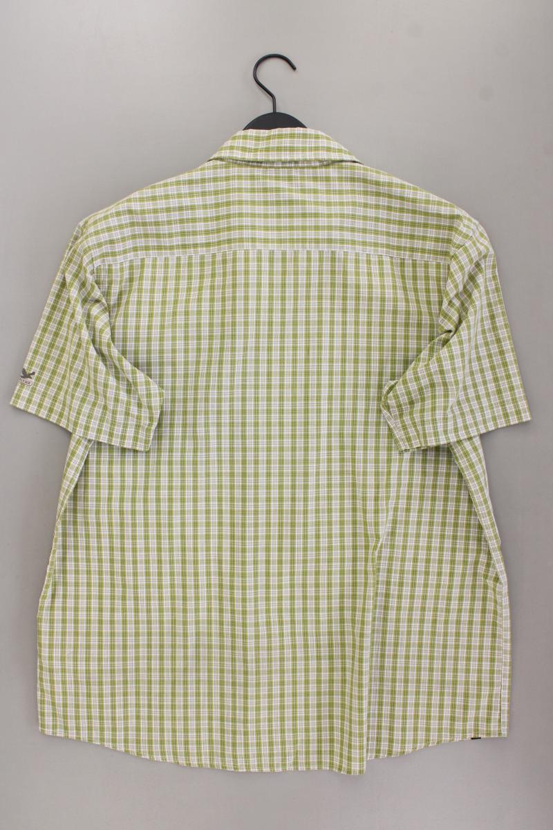 Salewa Karohemd für Herren Gr. 54 kariert neuwertig Kurzarm grün aus Polyester
