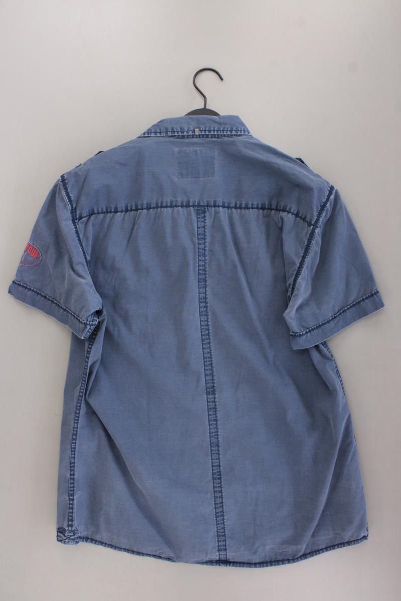 QS by s.Oliver Kurzarmhemd für Herren Gr. XL blau aus Baumwolle