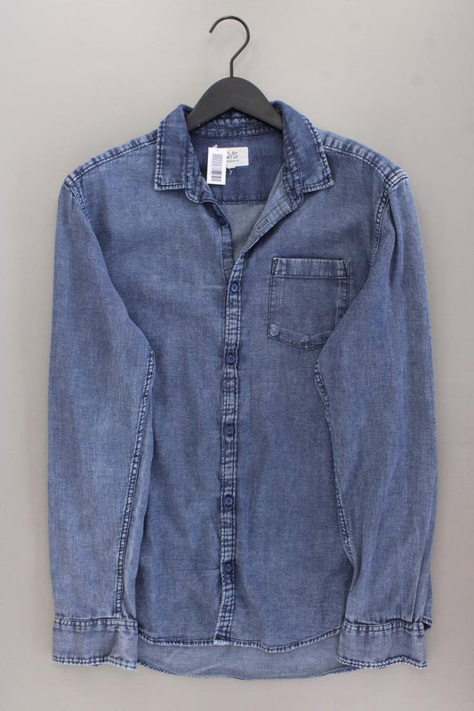 QS by s.Oliver Langarmhemd für Herren Gr. L blau aus Baumwolle