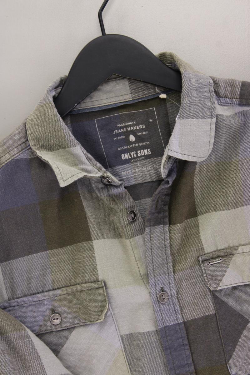 ONLY & SONS Karohemd für Herren Gr. L kariert Langarm grün aus Baumwolle