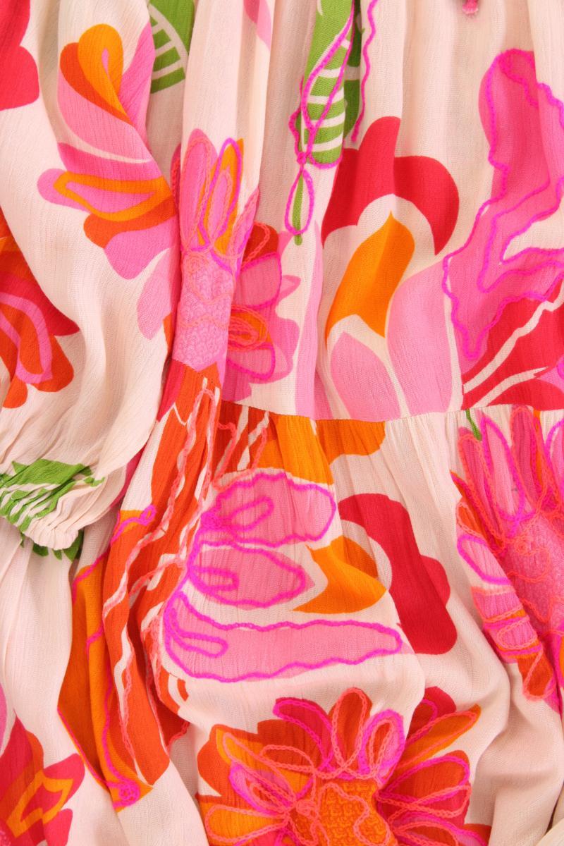 Paprika Midikleid Gr. 48 mit Blumenmuster 3/4 Ärmel mehrfarbig