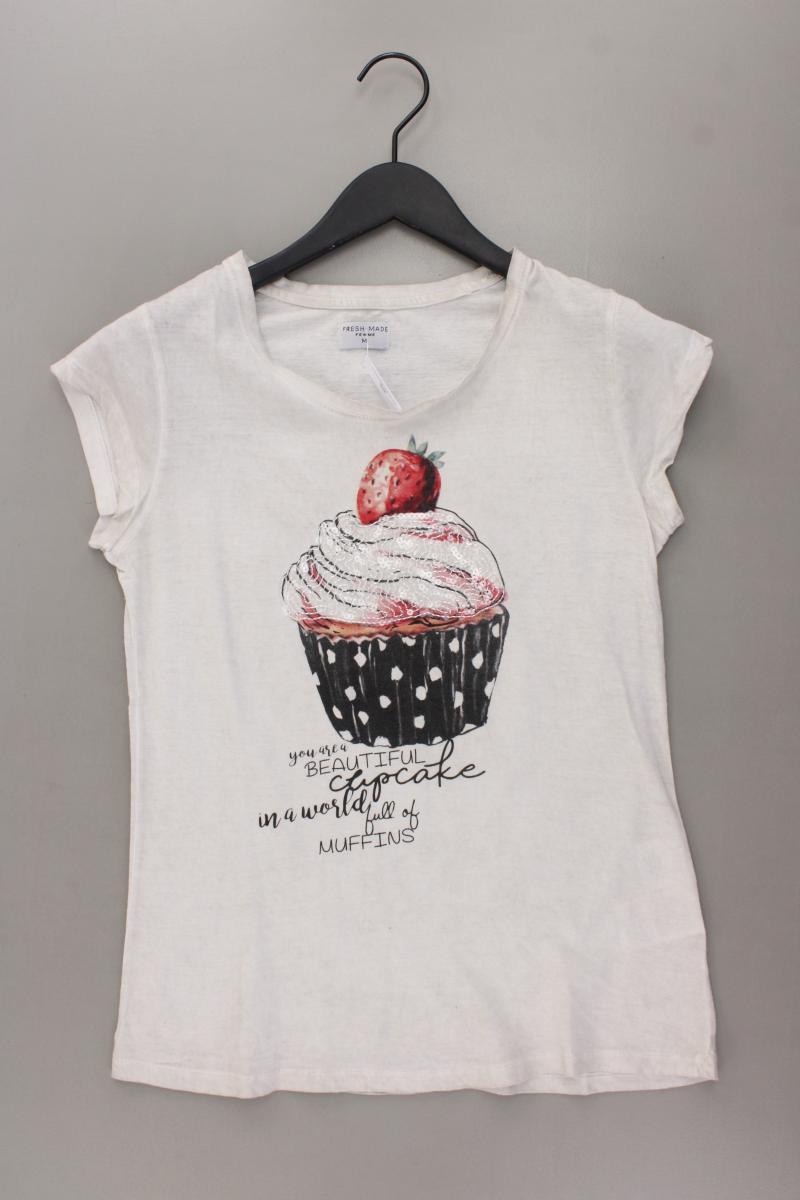 Fresh Made T-Shirt Gr. M Kurzarm mit Pailletten creme